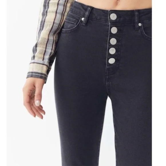 NWT BDG Urban Outfitters Girlfriend High Rise Button Black Denim Jeans - Picture 5 of 6
